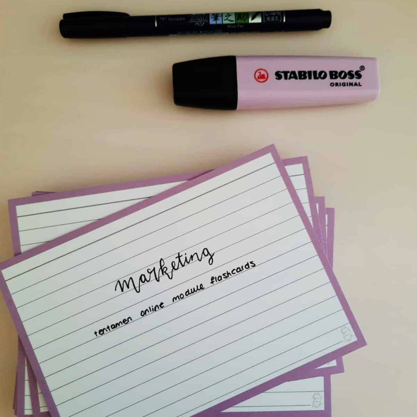 Leitner Flashcards A7 Flieder liniert Marketing