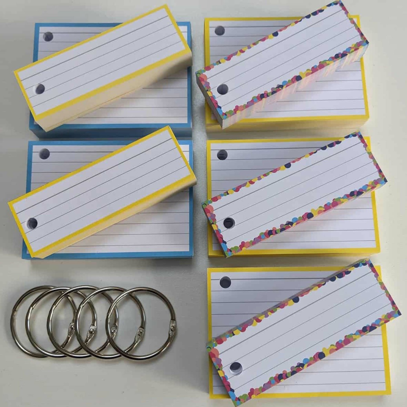Kombipaket 500 Leitner Flashcards Konfetti Blau Gelb