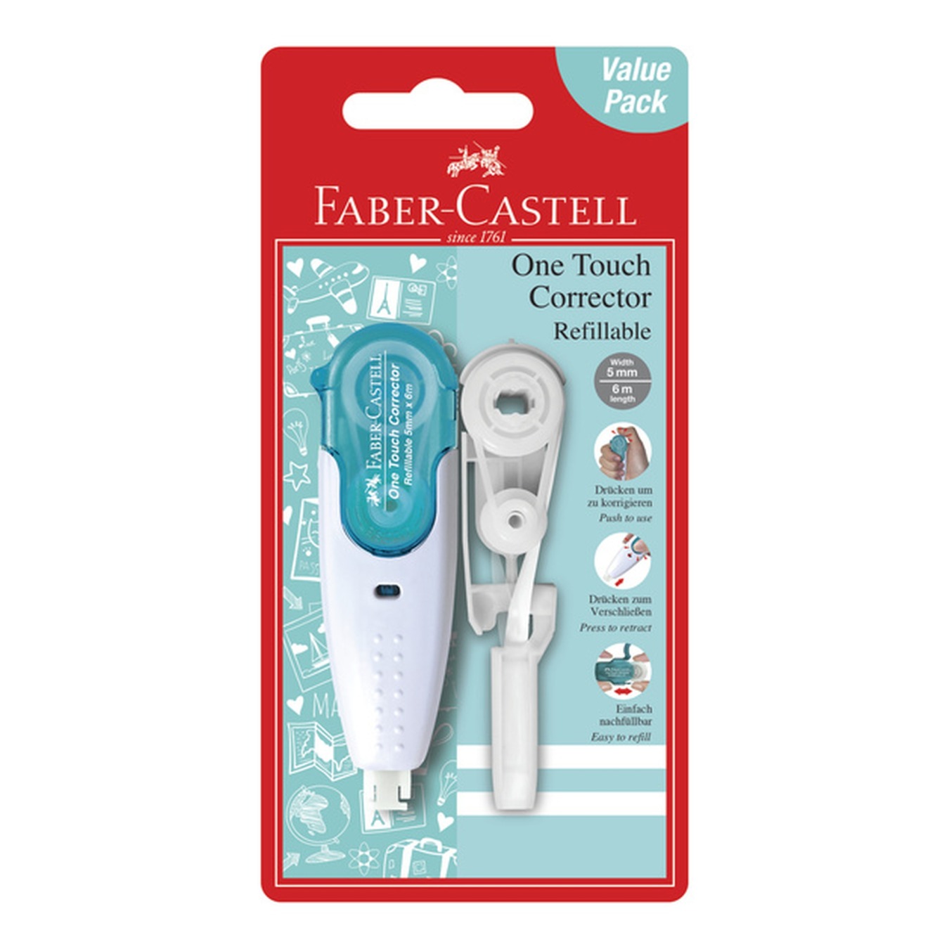 FABER CASTELL Korrekturroller One Touch Türkis