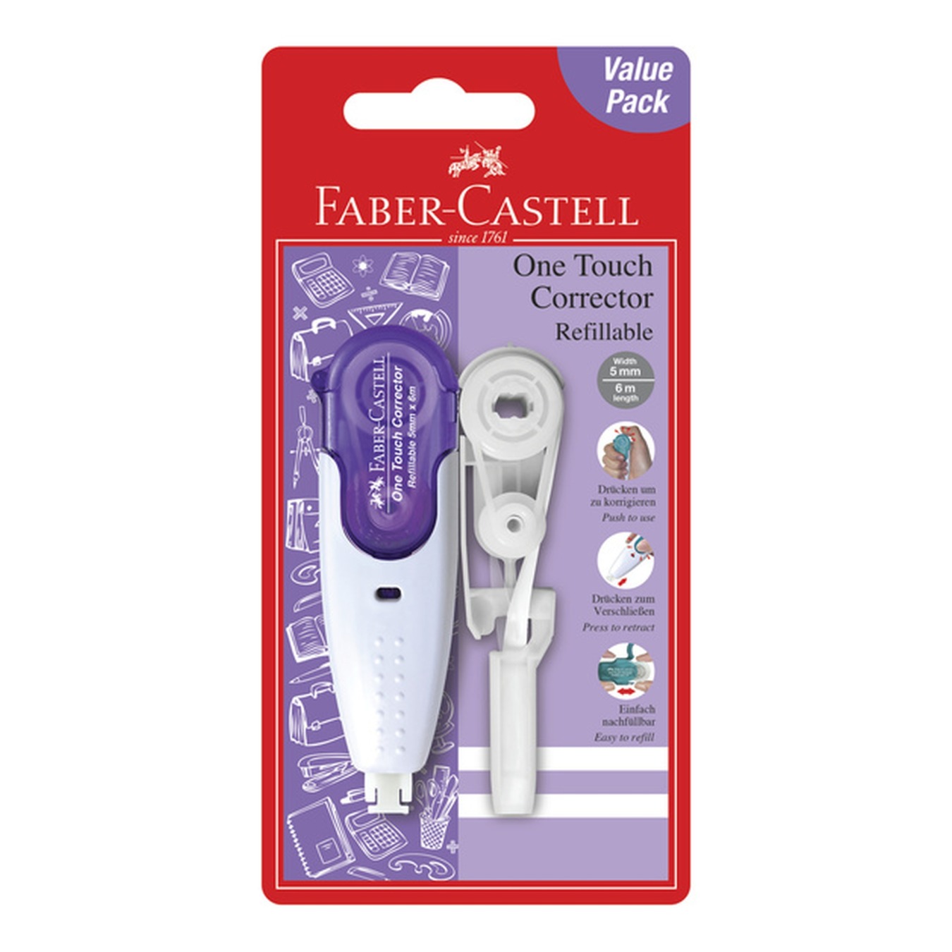 FABER CASTELL Korrekturroller One Touch Lila