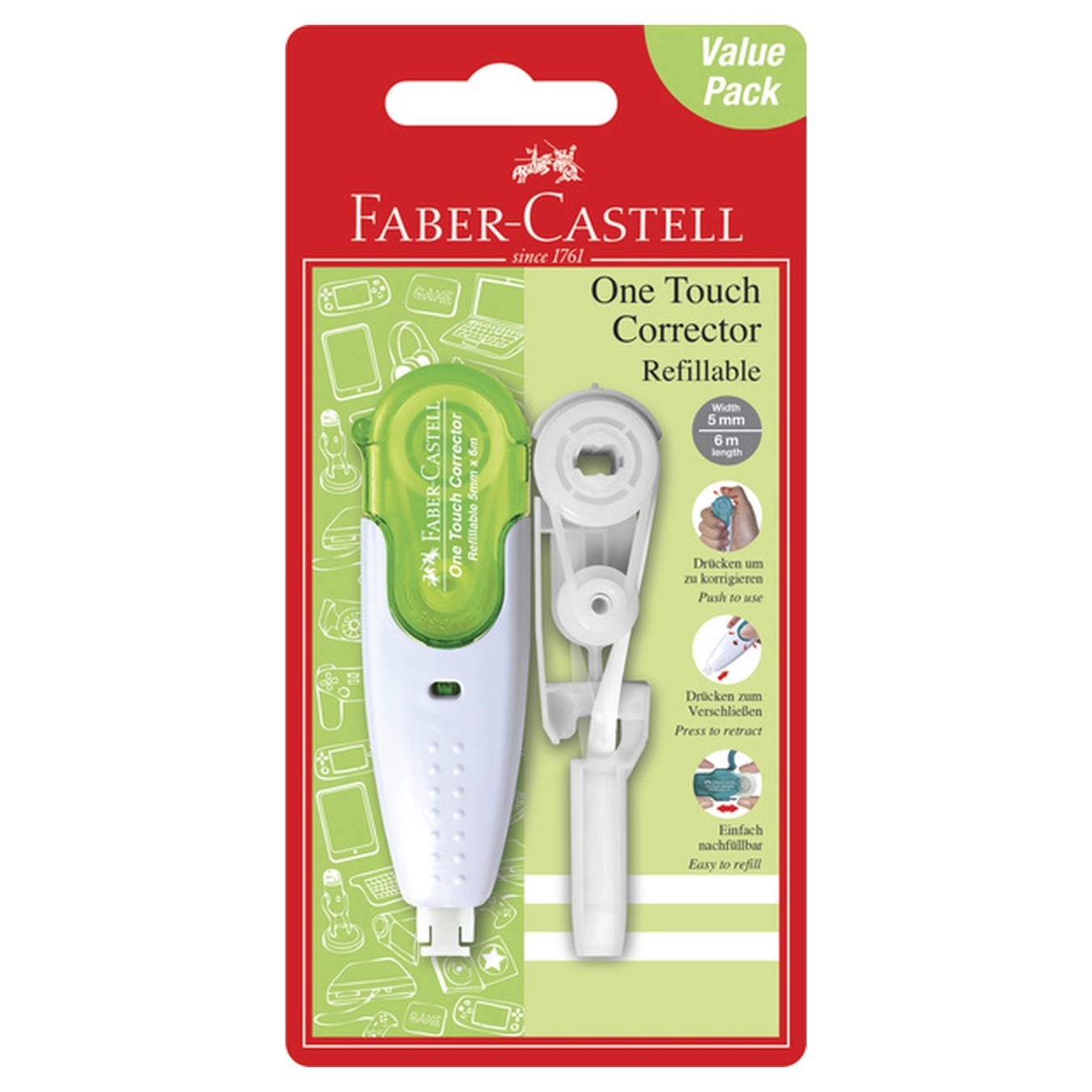 FABER CASTELL Korrekturroller One Touch Grün