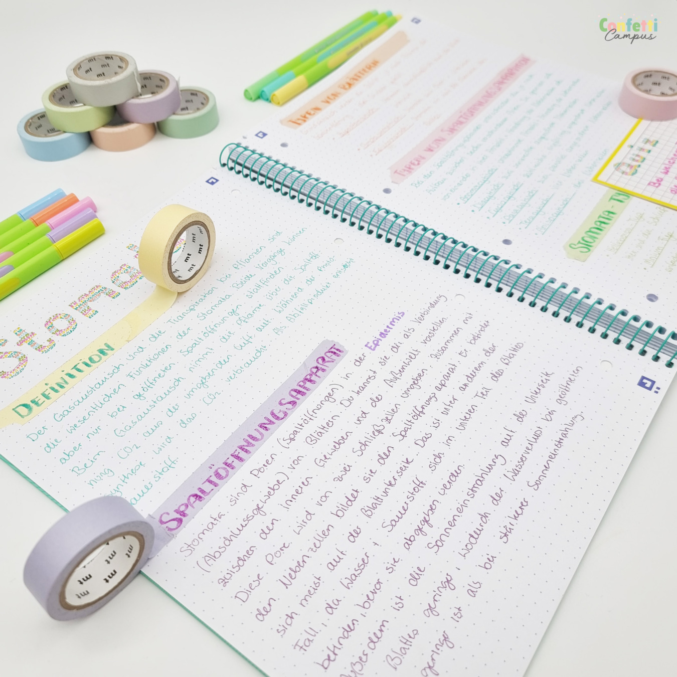 Lernzettel mit Washi Tape verzieren