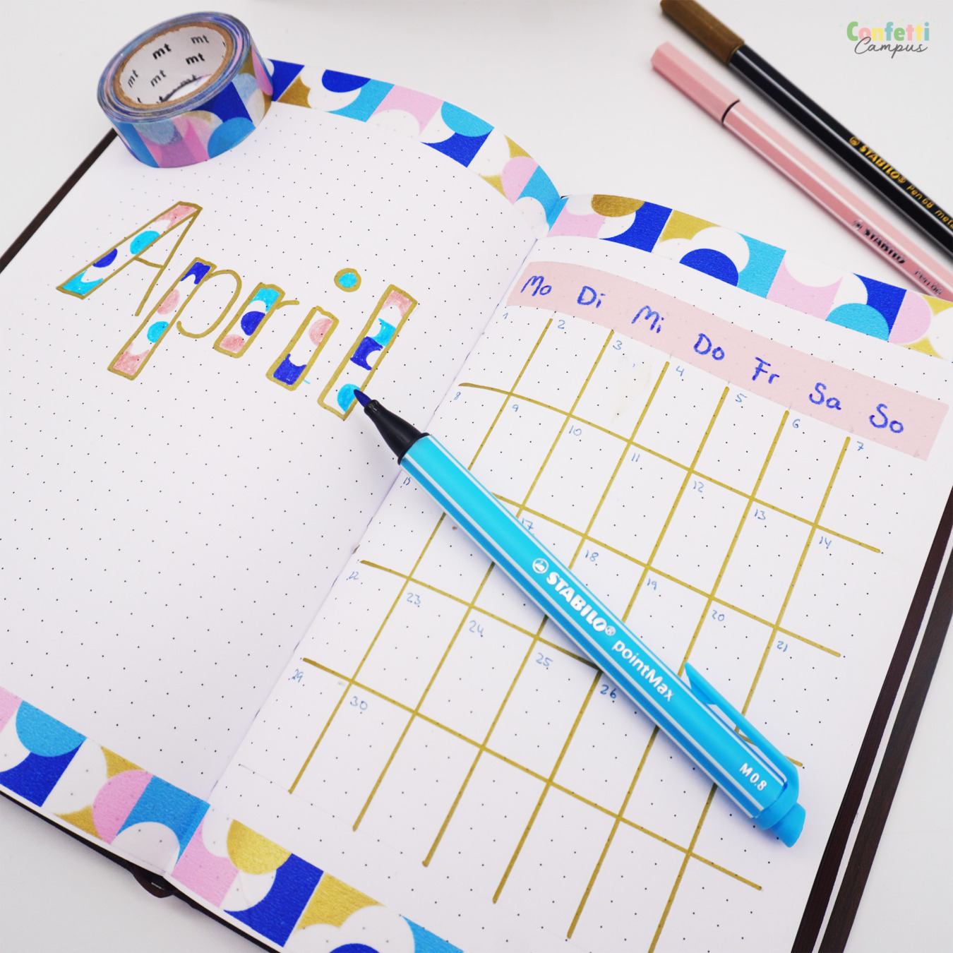 Washi Tape Bujo Monatsübersicht