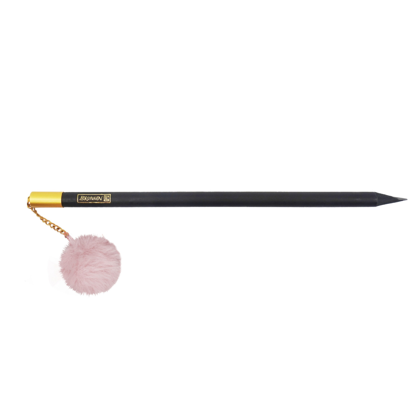 BRUNNEN schwarzer Bleistift mit Bommel Rosa