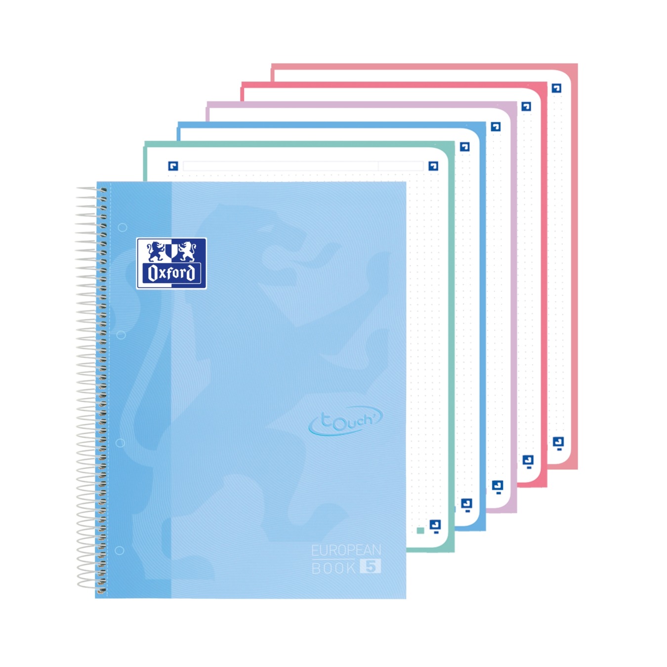 OXFORD EUROPEAN BOOK 5 Collegeblock mit Rand für 5 Fächer Dotted Pastell Blau