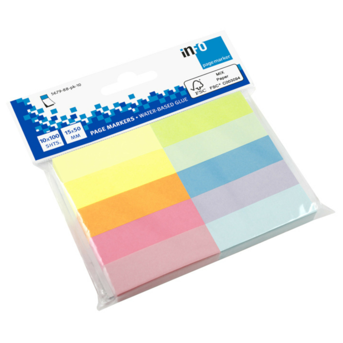 INFO NOTES Schmale Haftnotizen Page Markers 10 Farben