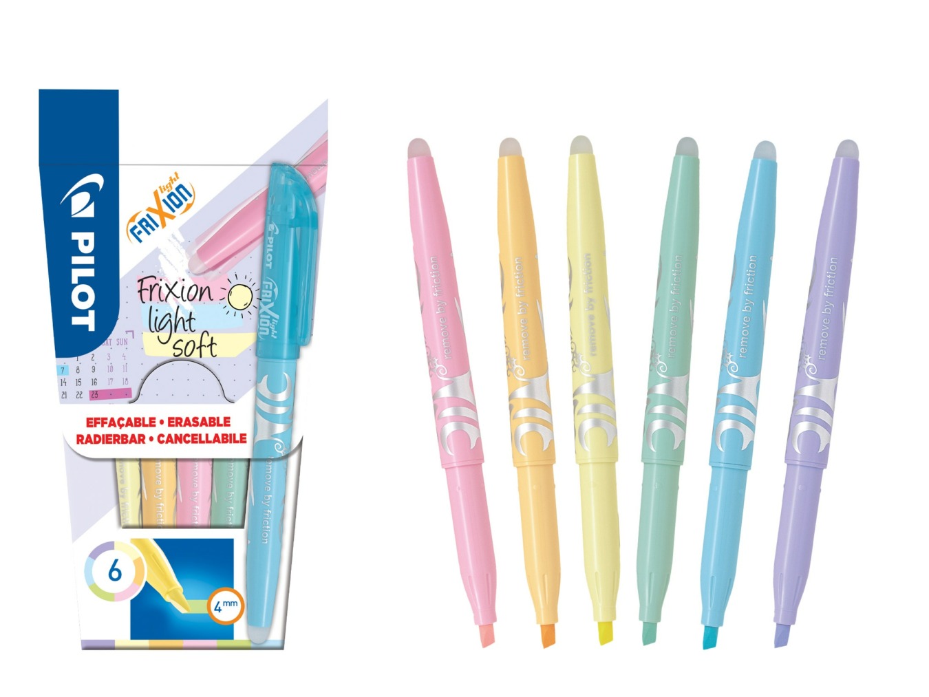 PILOT FriXion radierbarer Textmarker 6er Set Pastell