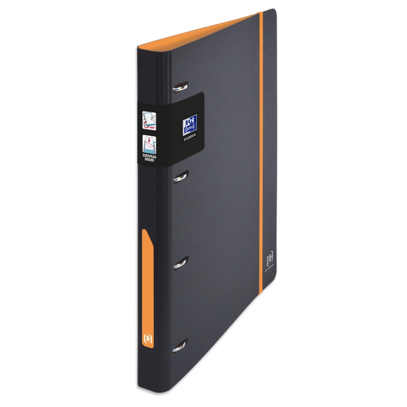 OXFORD Hardcover Ringbuch 3cm Rückenbreite Schwarz-Orange
