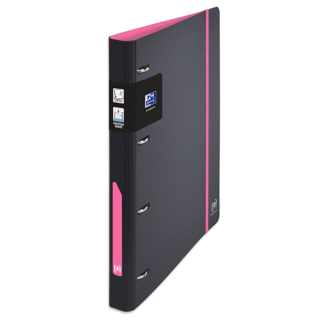 OXFORD Hardcover Ringbuch 3cm Rückenbreite Schwarz-Pink
