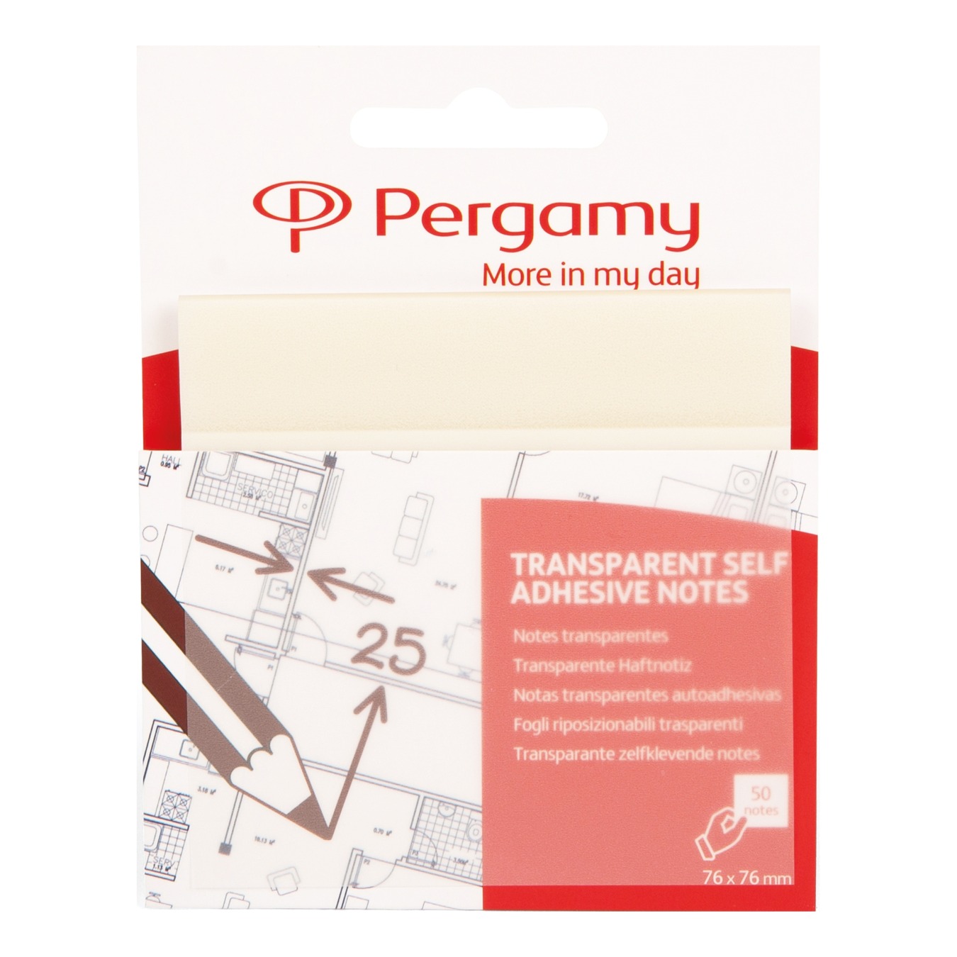 PERGAMY durchsichtige Haftnotizen 76mmx76mm transparent