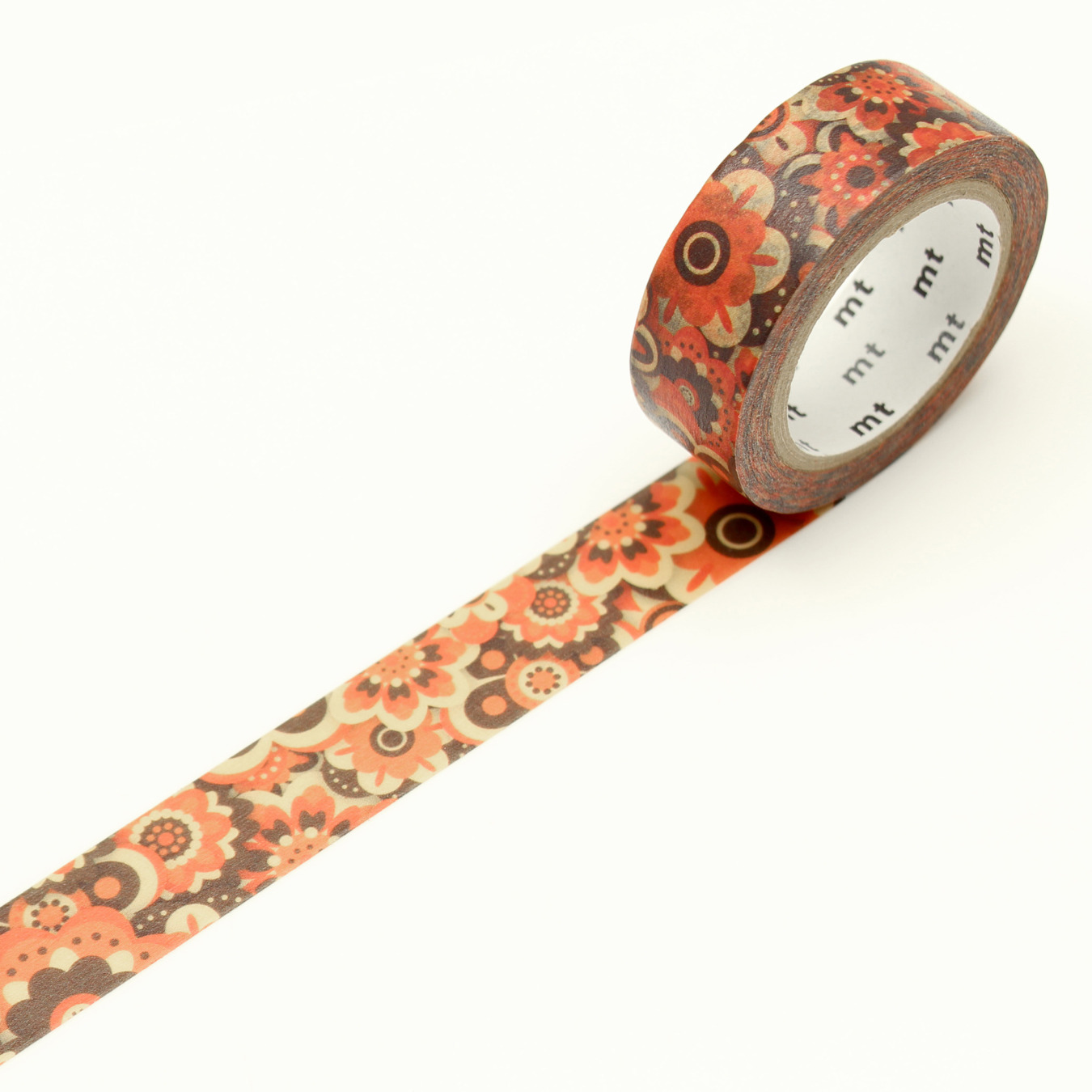 mt Washi Tape Retro Flower Orange Braun