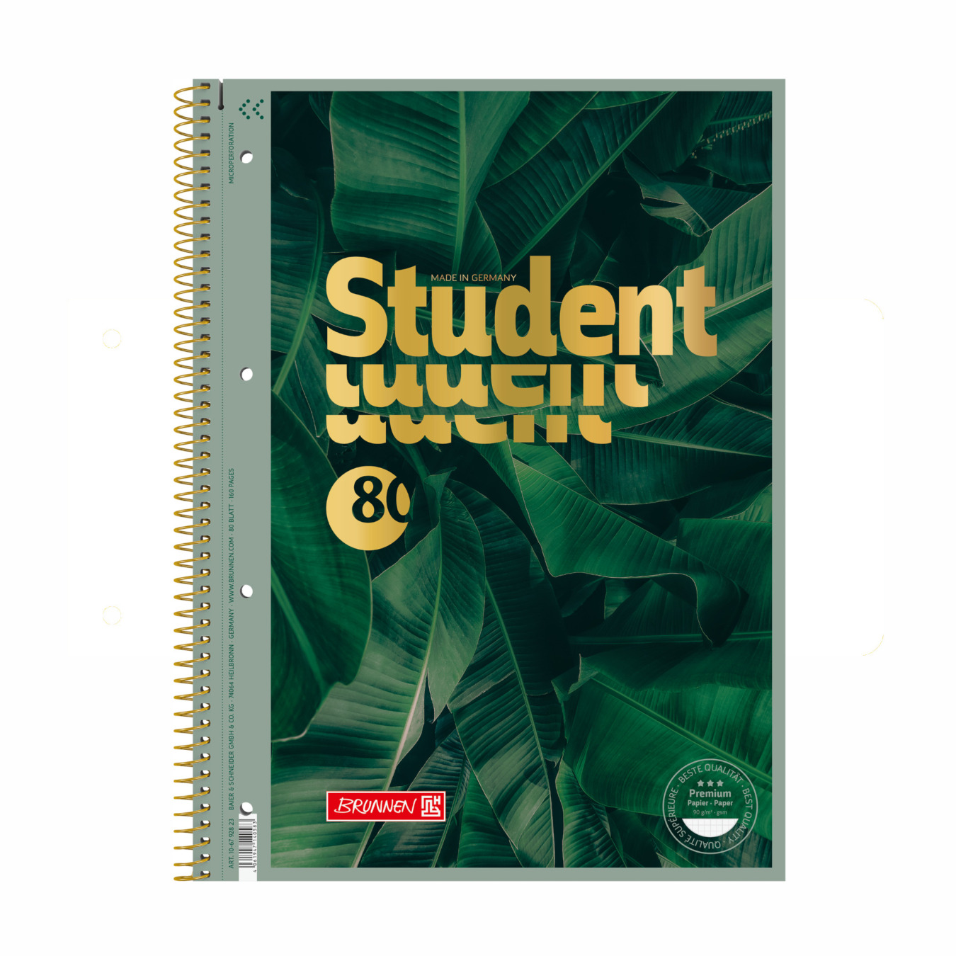 BRUNNEN PREMIUM STUDENT Collegeblock A4 Jungle Kariert