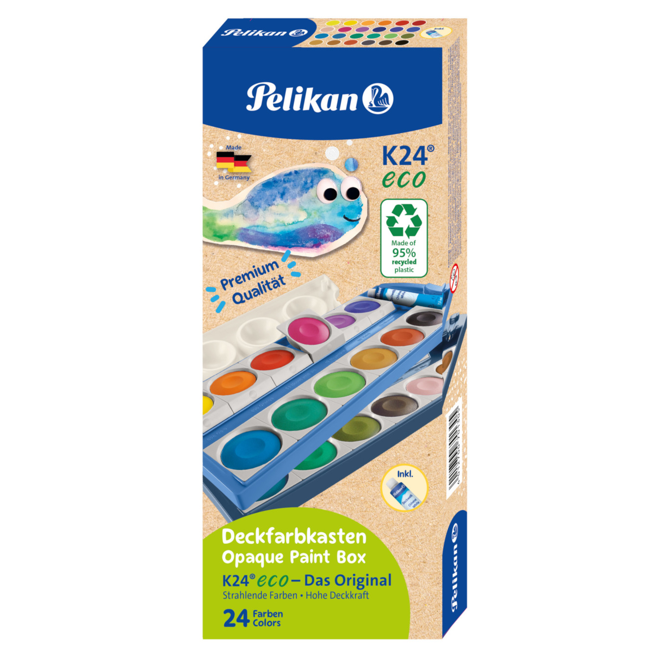 PELIKAN Wasserfarben Tuschkasten K24er Box + Deckweiß Eco