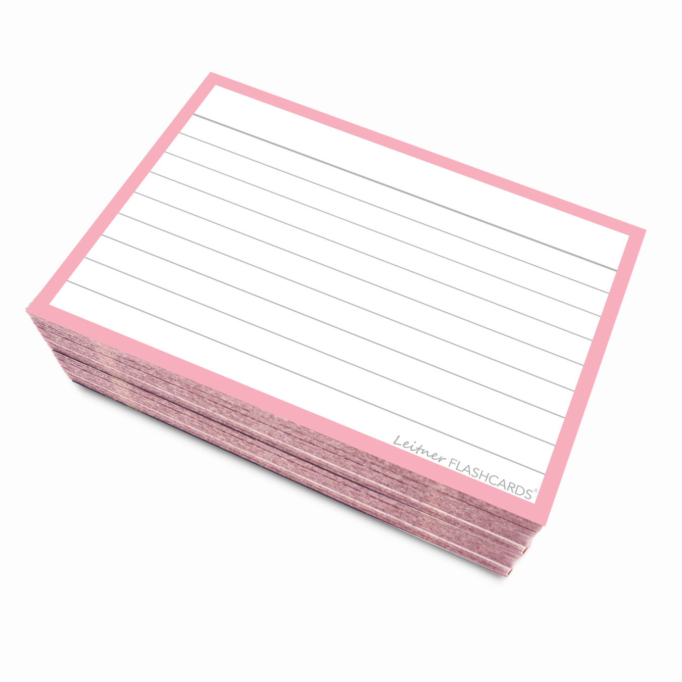 linierte Karteikarten mit rosa Rand