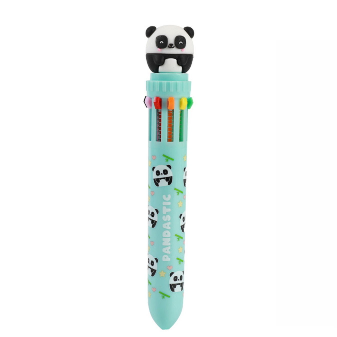 ITOTAL 10-Farb-Kugelschreiber mit 10 bunten Minen "Kawaii Panda"