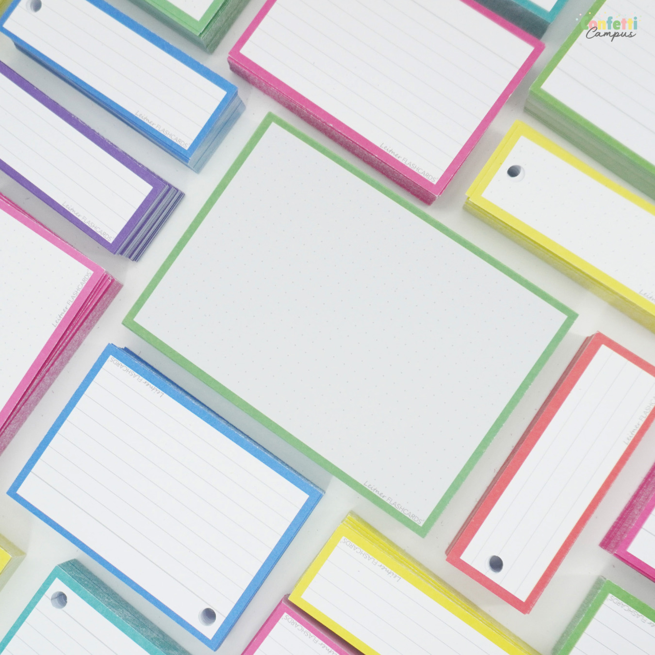 Leitner Flashcards Karteikarten A6 Grün Dotted