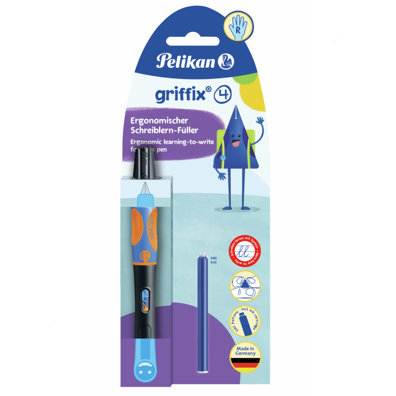 PELIKAN Griffix Füller für Linkshänder Schwarz-Orange